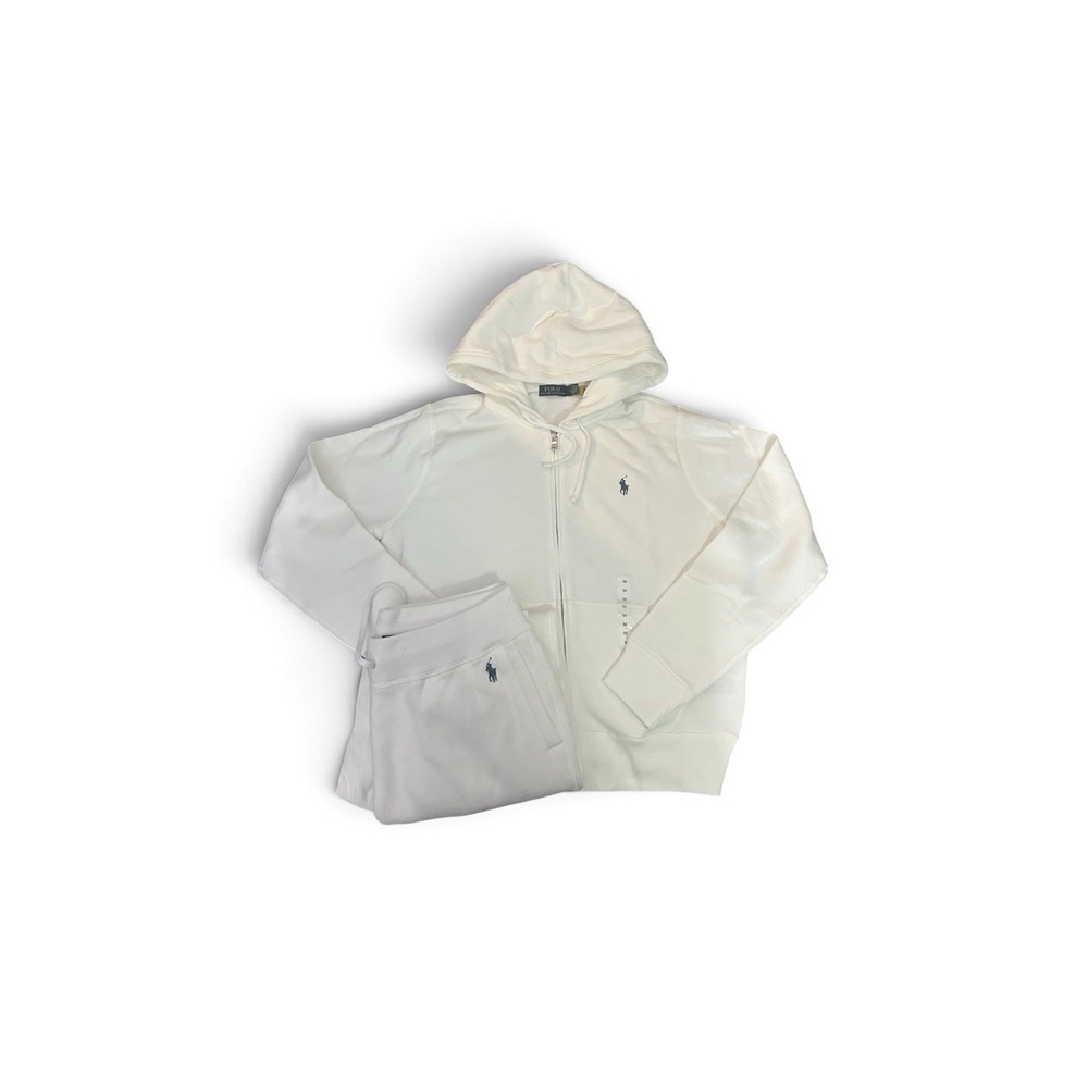 Polo Ralph Lauren M  Women's  Knit Fleece Set 2pc Zip Hoodie Jogger Sz M White
